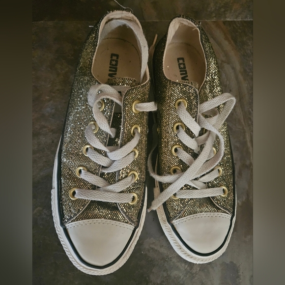 Converse Gold Glitter Chuck Taylor All Star Low Top (WO'S 5) - Picture 1 of 10